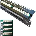 DATACOM Patch panel 19\" UTP 24 port CAT5E LSA 1U BK (3x8p)hor.záře