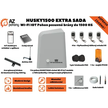 Pohon brány Husky1500 EXTRA sada - Wi-Fi IoT pohon posuvné brány do 1500 kg
