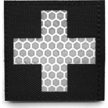 Nášivka Medic Cross reflexní černobílá