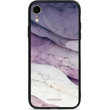 Pouzdro na mobilní telefon Lesklý kryt Mobiwear Glossy - Apple iPhone XR - G028G - Bílý a fialový mramor (Prémiové lesklé pouzdro, obal, kryt Mobiwear Glossy na mobil Apple iPhone XR - G028G - Bílý a fialový mramor, materiál Plast + TPU silikon - krytí po všech stranách,)