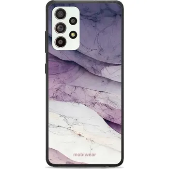 Pouzdro na mobilní telefon Lesklý kryt Mobiwear Glossy - Samsung Galaxy A52S 5G - G028G - Bílý a fialový mramor (Prémiové lesklé pouzdro, obal, kryt Mobiwear Glossy na mobil Samsung Galaxy A52S 5G - G028G - Bílý a fialový mramor, materiál Plast + TPU silikon - krytí po všech)