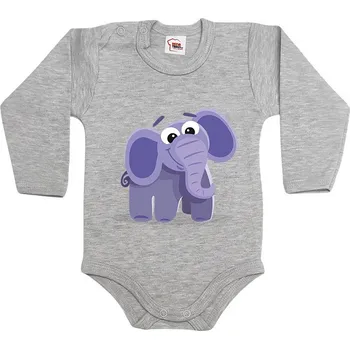 Kojenecký body Dětské body - Sloník, Barva Tmavý melír, Velikost 68 / 4-6m, Canvas Dětské body Bezvatriko.cz 1725