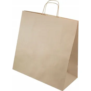 Obalový materiál Papírová EKO taška 400x180x390mm kroucené ucho hnědá 100 ks