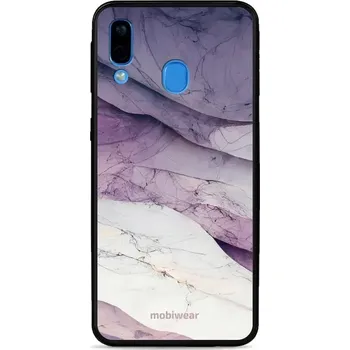 Pouzdro na mobilní telefon Lesklý kryt Mobiwear Glossy - Samsung Galaxy A40 - G028G - Bílý a fialový mramor (Prémiové lesklé pouzdro, obal, kryt Mobiwear Glossy na mobil Samsung Galaxy A40 - G028G - Bílý a fialový mramor, materiál Plast + TPU silikon - krytí po všech stranách,)