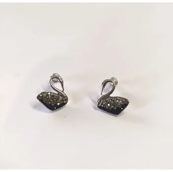 Náušnice Zářivé náušnice z bižuterie - černá labuť (Náušnice labutě, černé náušnice)