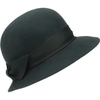 Klobouk Modrý plstěný klobouk s mašlí (Dámský klobouk vlněný SOP59)