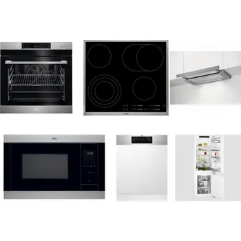 Set domácích spotřebičů AEG BSK782380M + AEG Mastery DirectTouch HK654070XB + AEG DPE5660M + AEG Mastery MSB2547D-M + AEG FEE72706PM + AEG Mastery FlexiShelf SCE818D3LC