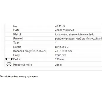 Kleště Kleště, precizní pro vnitřní pojistné kroužky v otvorech, KNIPEX, 4811J3