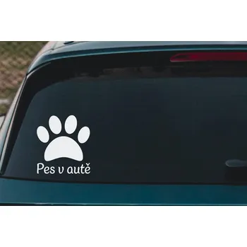 Samolepící dekorace Lepy.cz Samolepka na auto Pes v autě - tlapka Velikost (šířka x výška): 15x16cm, Barevná varianta: Nugátová hnědá