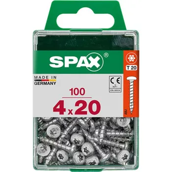 Vrut SPAX Vrut 4x20, půlkulatá hlava, T-STAR plus, WIROX, 100 ks (M)