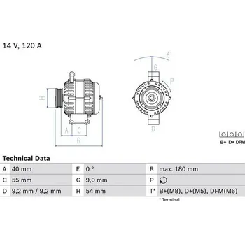 Alternátor generátor, , 13153237, 13256928, 6204201, 93183381, 93190915, BOSCH, 0 986 084 160