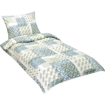 Povlečení Bellatex bavlna 140 × 200, 70 × 90 zelené čtverce