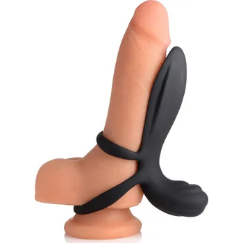 Návlek na penis Trinity Vibes Silicone Vibrating Girth Enhancer with Remote Control Black