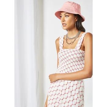 Dámské šaty Noisy May dámské vzorované šaty Kathy bíločervené Velikost: XL