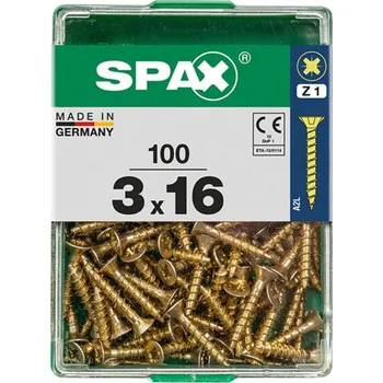 Vrut SPAX Vrut 3x16, zápustná hlava, PZ, YELLOX, 100 ks (M)