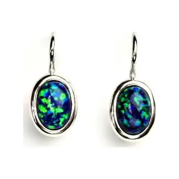 Náušnice Stříbrné náušnice zelený opál - NK1354 (Stříbrné náušnice s opálem 7 x 5 mm)