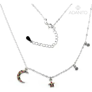 Náhrdelník Stříbrný náhrdelník měsíc a hvězda