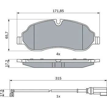 Brzdová destička Sada brzdových destiček, kotoučová brzda, , 2005987, 2391870, 2511669, 2511705, BK312K021AD, BK312K021AE, BK312K021AF, KTJK212K021GB, BOSCH, 0 986 424 982