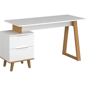 Psací stůl Kancelářský stůl (D) bílý / dub kamenný Neptun