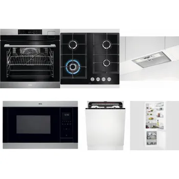 Set domácích spotřebičů AEG BSK792380M + AEG Mastery SpeedBurner HKB64420NB + AEG DGB3523S + AEG Mastery MSB2547D-M + AEG FSE74707P + AEG Mastery NoFrost SCB618F6TS