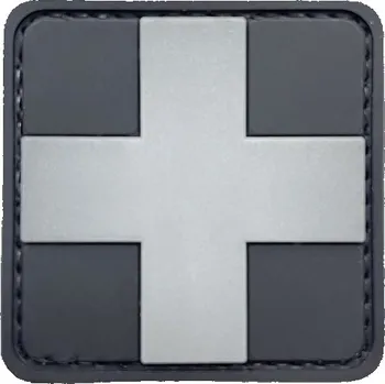 Nášivka KŘÍŽ MEDIC plast velcro ČERNÁ/ŠEDÁ