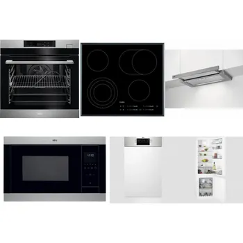 Set domácích spotřebičů AEG BSK782380M + AEG Mastery DirectTouch HK654070FB + AEG DPE5660M + AEG Mastery MSB2547D-M + AEG Mastery MaxiFlex FEE73517PM + AEG Mastery NoFrost SCB618F6TS