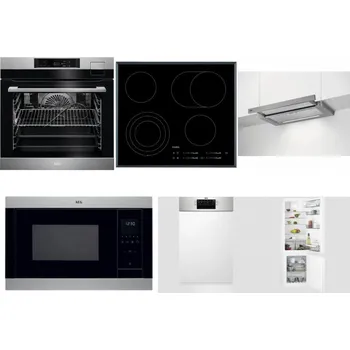 Set domácích spotřebičů AEG BSK792380M + AEG Mastery DirectTouch HK654070FB + AEG DPE5660M + AEG Mastery MSB2547D-M + AEG Mastery MaxiFlex FEE73517PM + AEG Mastery NoFrost SCB618F6TS