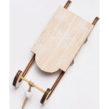 Vánoční dekorace Dekorace sáňky 13x4,5x4 cm dřevo natur