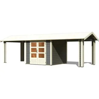 Zahrada dřevěný domek KARIBU THERES 3 vč. dvou přístavku (31457) terragrau