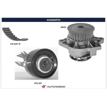Rozvod motoru Vodni pumpa + sada ozubeneho remene, , HUTCHINSON, KH 268WP33