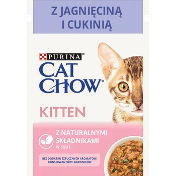 CAT CHOW Krmivo pro koťata s jehněčím masem a cuketou v omáčce 85g