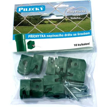 Příslušenství pro plot PILECKÝ Příchytka napínacího drátu se šroubem 10 ks zelená