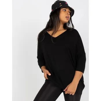Dámská tunika Dámská halenka plus size s 3/4 rukávy CYRIA černá
