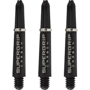 Příslušenství pro šipky Násadky Harrows Supergrip Carbon Black Silver Short