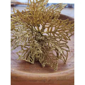 Vánoční dekorace Vánoční hvězda Ø13 cm s glitry zlatá