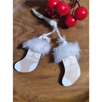 Vánoční dekorace Vánoční dekorace dřevěná ponožky č.2 přírodní
