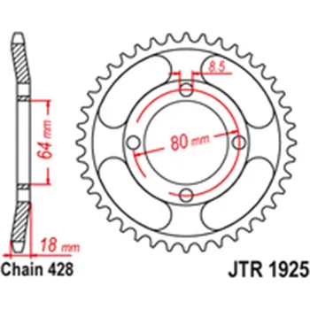 Řetězová sada pro motocykl Zadní rozeta Ocelová JTR1925 51 zubů