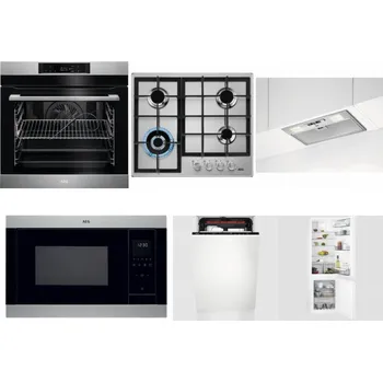 Set domácích spotřebičů AEG BPK742380M + AEG Mastery StepPower HGB64420SM + AEG DGB3523S + AEG Mastery MSB2547D-M + AEG Mastery MaxiFlex FSE73507P + AEG Mastery NoFrost SCB618F6TS