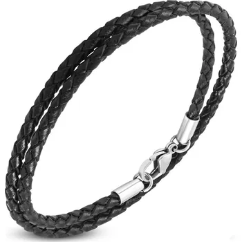 Šperk Šperky4U Kožený náhrdelník splétaný - ocelový uzávěr - LR0007-060-45