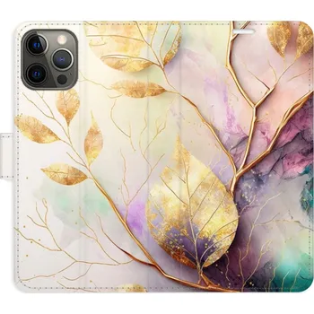 Pouzdro na mobilní telefon Flipové pouzdro iSaprio - Gold Leaves 02 - iPhone 12/12 Pro