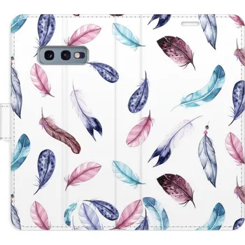 Pouzdro na mobilní telefon Flipové pouzdro iSaprio - Colorful Feathers - Samsung Galaxy S10e