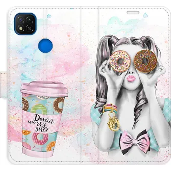 Pouzdro na mobilní telefon Flipové pouzdro iSaprio - Donut Worry Girl - Xiaomi Redmi 9C