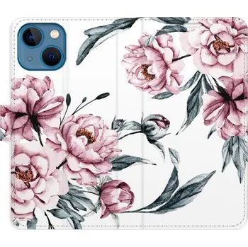 Pouzdro na mobilní telefon Flipové pouzdro iSaprio - Pink Flowers - iPhone 13 mini