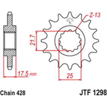 Řetězová sada pro motocykl Přední řetězové kolečko JTF1298 17 zubů