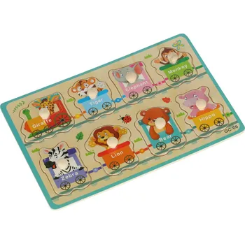 Dřevěná hračka IK Dřevěná vkládačka - Anglická zvířátka hrou