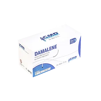 Náplast DAMALENE USP 6-0/45cm/jehla 2x10mm, 1/2kruh, taper point, PP modrá (12ks/bal)