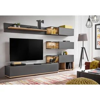 Obývací stěna Obývací stěna Silk - antracit/dub wotan