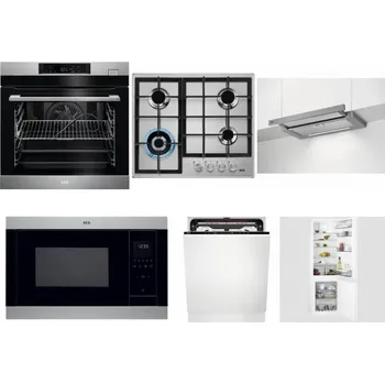 Set domácích spotřebičů AEG BSK782380M + AEG Mastery StepPower HGB64420SM + AEG DPE5660M + AEG Mastery MSB2547D-M + AEG FSE74707P + AEG Mastery NoFrost SCB618F6TS