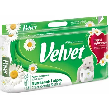 Toaletní papír Sametový celulóza toaletní papír Velvet Rumianek a Aloe, 3 vrstva, 8 ks, bílá