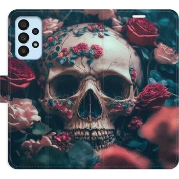 Pouzdro na mobilní telefon Flipové pouzdro iSaprio - Skull in Roses 02 - Samsung Galaxy A33 5G